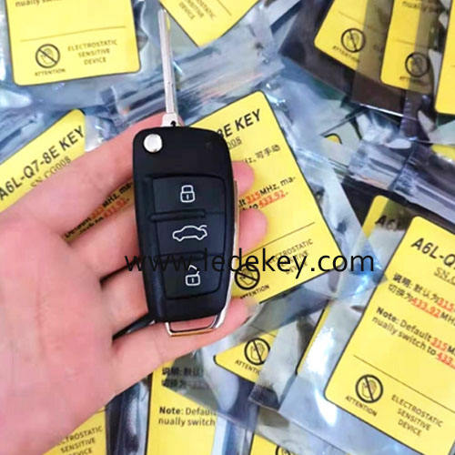 VVDI Audi Q7/A6L remote key 315/433Mhz with 8E chip(can change 315mhz to 433mhz) for Audi A6L/ Q7 2005-2011 8E0837220Q / 8E0837220R