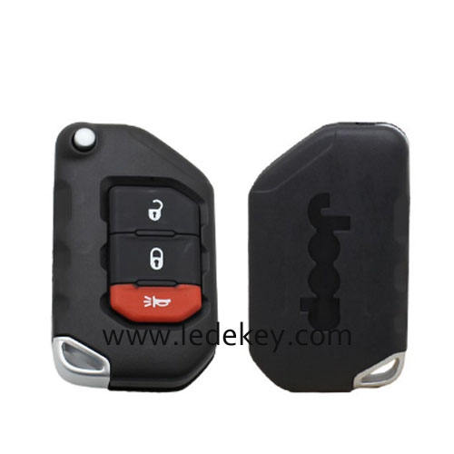 3 button Jeep Wrangler Gladiator Flip Remote Key Shell SIP22 Blade with logo