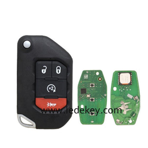Jeep Wrangler 4 button Keyless Go smart remote key with logo with 433Mhz 4A / PCF7939M Chip FCC ID: OHT1130261