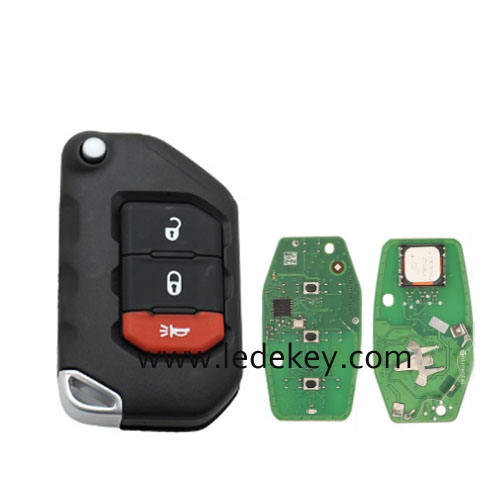 Jeep Wrangler 3 button Keyless Go smart remote key with logo with 433Mhz 4A / PCF7939M Chip FCC ID: OHT1130261