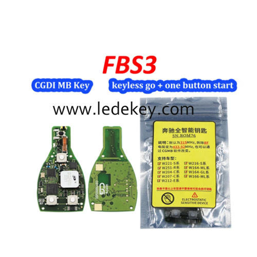 3 buttons CGDI MB BE key FBS3 Keyless for Benz Smart Key（can change 315mhz to 433mhz)