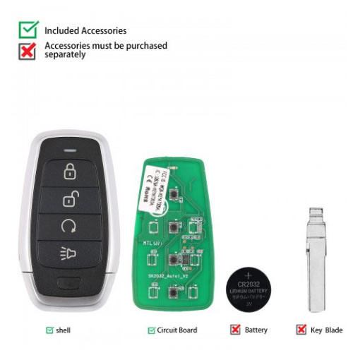 AUTEL IKEYAT004BL 4 Buttons Universal Smart Key with Remote Start Button