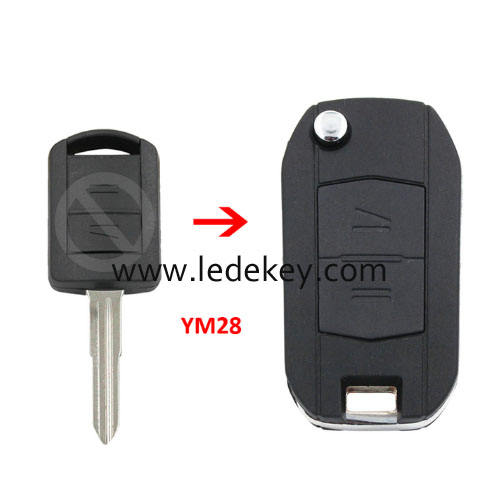 Opel 2 button modified flip key shell HU46 (right) blade with logo