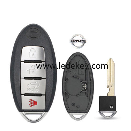 Nissan 4 button SUV smart key shell with Right battery clamp with logo