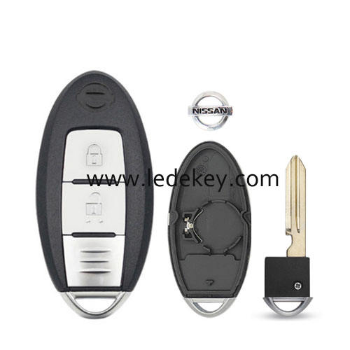 Nissan 2 button smart key shell with Left battery clamp with logo (have slot place on side)
