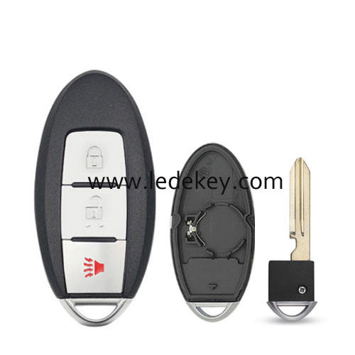 Nissan 2+1 button smart key shell with Left battery clamp No logo (have slot place on side)