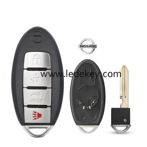 Nissan 4 button SUV smart key shell with Middle battery clamp with logo