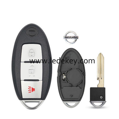 Nissan 2+1 button smart key shell with Left battery clamp with logo (have slot place on side)