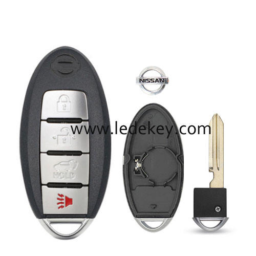 Nissan 4 button SUV smart key shell with Left battery clamp with logo (have slot place on side)