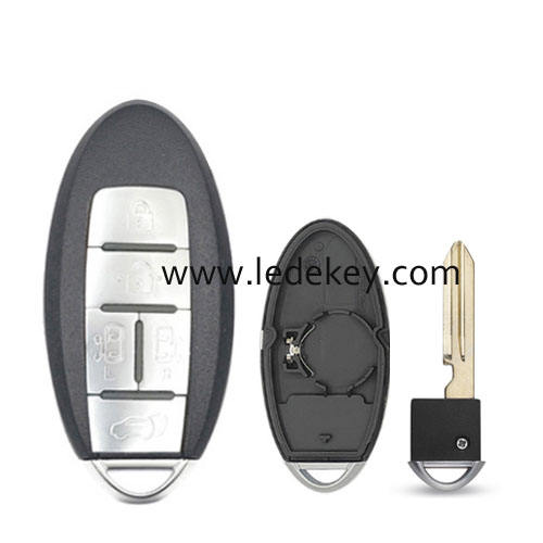 Nissan 5 button smart key shell with Left battery clamp No logo (have slot place on side)