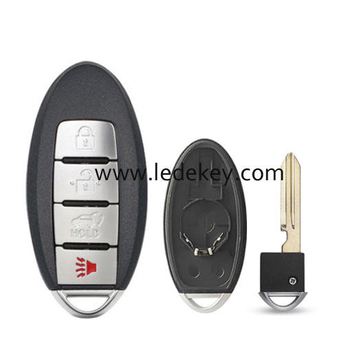Nissan 4 button SUV smart key shell with Middle battery clamp No logo