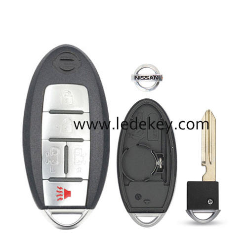 Nissan 4+1 button smart key shell with Right battery clamp with logo