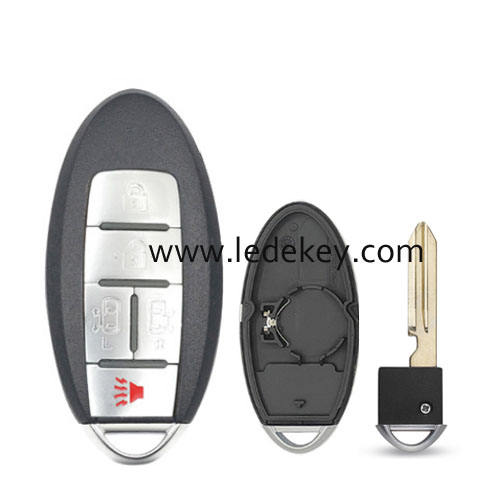 Nissan 4+1 button smart key shell with Left battery clamp No logo (have slot place on side)