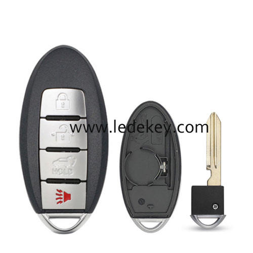 Nissan 4 button SUV smart key shell with Right battery clamp No logo