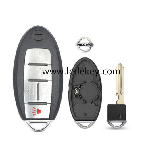 Nissan 4+1 button smart key shell with Left battery clamp with logo (have slot place on side)