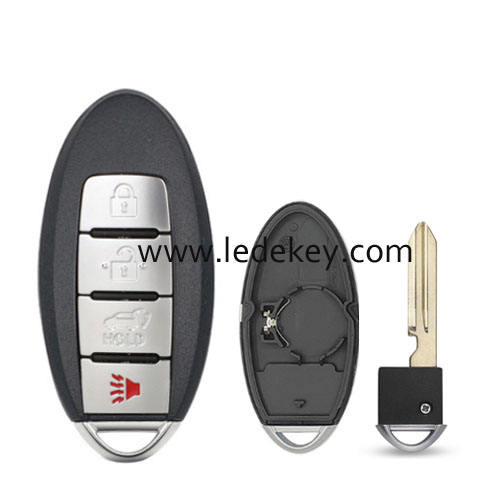 Nissan 4 button SUV smart key shell with Left battery clamp No logo (have slot place on side)