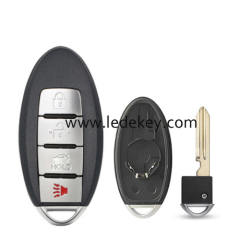 Nissan 4 button smart key shell with Middle battery clamp No logo