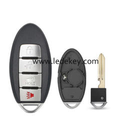 Nissan 4 button smart key shell with Left battery clamp No logo (have slot place on side)
