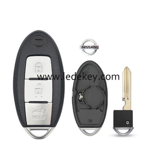 Nissan 3 button SUV smart key shell with Left battery clamp with logo (have slot place on side)