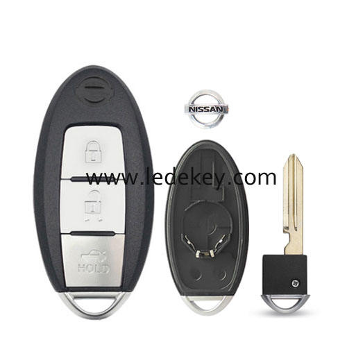 Nissan 3 button smart key shell with Middle battery clamp with logo