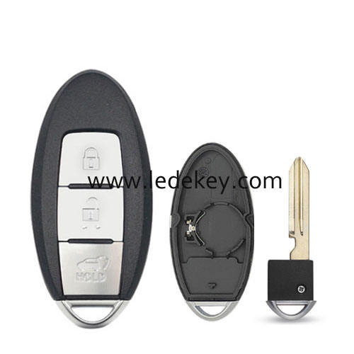 Nissan 3 button SUV smart key shell with Left battery clamp No logo (have slot place on side)