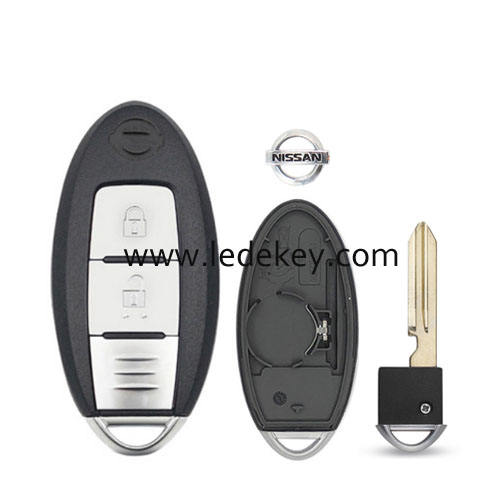Nissan 2 button smart key shell with Right battery clamp with logo