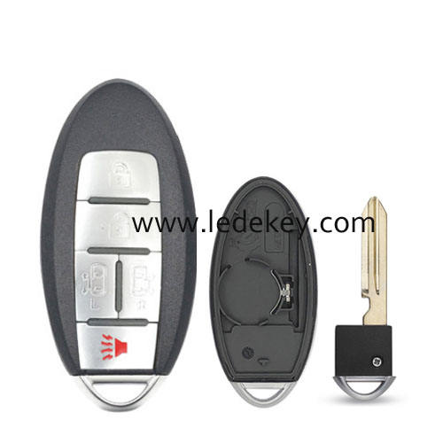 Nissan 4+1 button smart key shell with Right battery clamp No logo