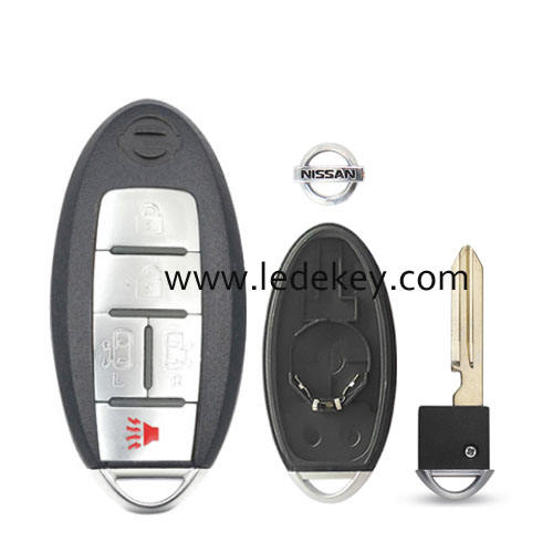 Nissan 4+1 button smart key shell with Middle battery clamp with logo
