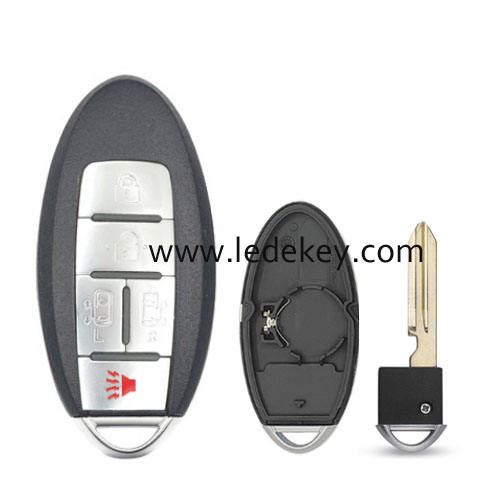 Infiniti 4+1 button smart key shell with Left battery clamp No logo (have slot place on side)