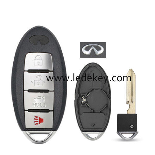 Infiniti 4 button smart key shell with Left battery clamp with logo (have slot place on side)