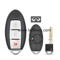 Infiniti 2+1 button smart key shell with Left battery clamp with logo (have slot place on side)