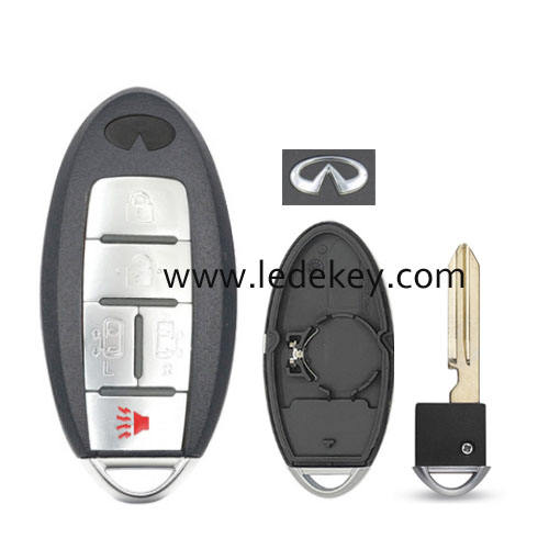 Infiniti 4+1 button smart key shell with Left battery clamp with logo (have slot place on side)