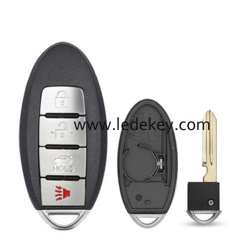 Infiniti 4 button smart key shell with Right battery clamp No logo