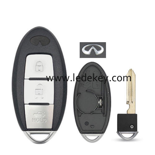 Infiniti 3 button smart key shell with Right battery clamp with logo