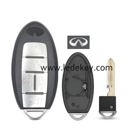 Infiniti 5 button smart key shell with Right battery clamp with logo