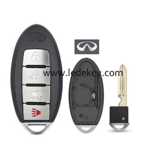 Infiniti 4 button smart key shell with Right battery clamp with logo