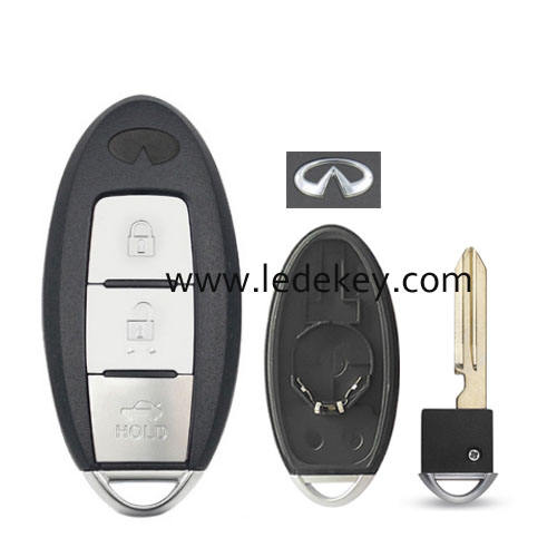 Infiniti 3 button smart key shell with Middle battery clamp with logo