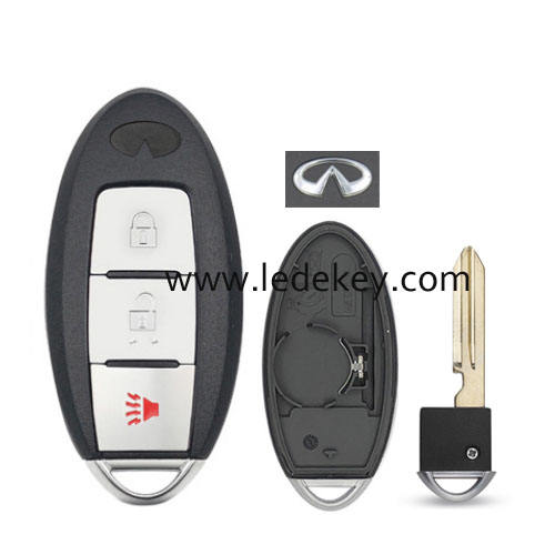 Infiniti 2+1 button smart key shell with Right battery clamp with logo
