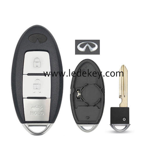 Infiniti 3 button smart key shell with Left battery clamp with logo (have slot place on side)