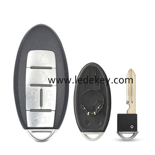 Infiniti 5 button smart key shell with Middle battery clamp No logo