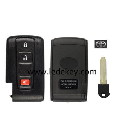 Toyota 2+1 button smart key shell with blade and logo