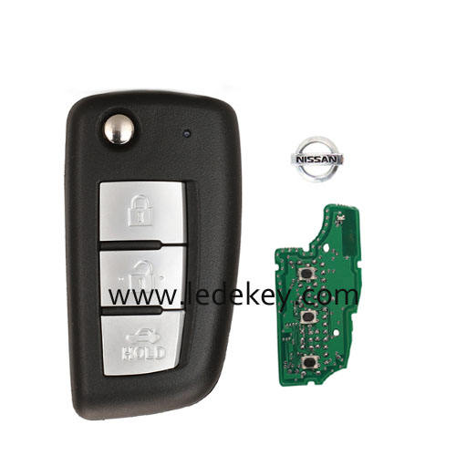 Nissan 3 Button Flip Remote Key with 433MHz 4A-PCF7961M Chip FCC: TWB1G767