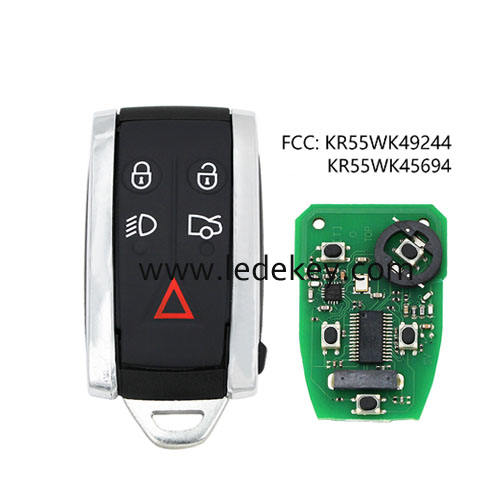 For Jaguar 5 Button Smart Remote Key with 315Mhz ID46-7953 Chip FCCID：KR55WK49244 / KR55WK45694 for Jaguar XF XFR XK XKR 2009 - 2015