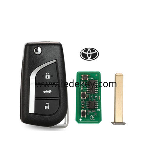 Toyota 3 button remote key with VA2 blade with logo 315Mhz H-8A chip For Toyota Corolla RAV4 Levin Camry Reiz Highlander 2014+