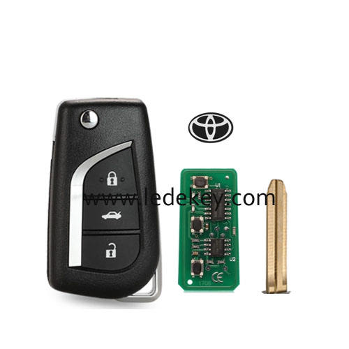 Toyota 3 button remote key with TOY43 blade with logo 315Mhz H-8A chip For Toyota Corolla RAV4 Levin Camry Reiz Highlander 2014+