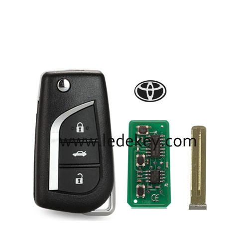 Toyota 3 button remote key with TOY48 blade with logo 315Mhz H-8A chip For Toyota Corolla RAV4 Levin Camry Reiz Highlander 2014+