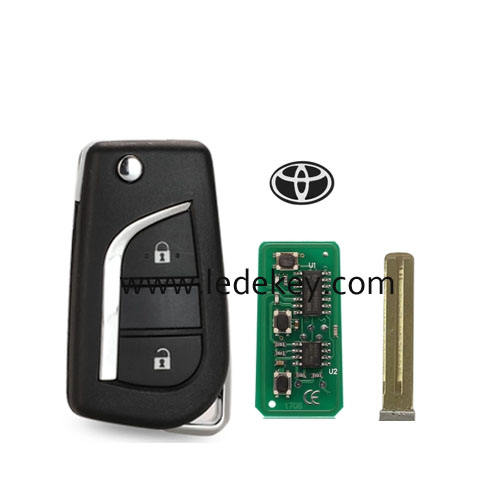 Toyota 2 button remote key with TOY48 blade with logo 315Mhz H-8A chip For Toyota Corolla RAV4 Levin Camry Reiz Highlander 2014+