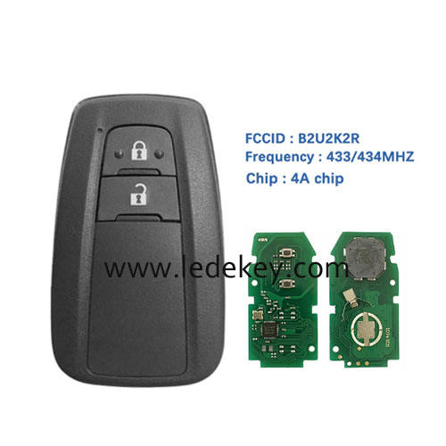 Toyota 2 button Smart Key 433Mhz 4A Chip FCCID :B2U2K2R P/N:8990H-02050 For Toyota Corolla 2018+