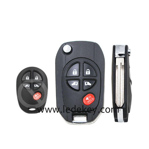 Toyota 5 button Modified Flip Car Key Shell With TOY43 Blade