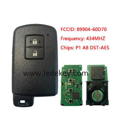 Toyota 2 button Smart Key 433Mhz P1 A8 DST-AES  Chip For Toyota Land Cruiser  P/N: 89904-60D70 Model: BH1EK Keyless Go
